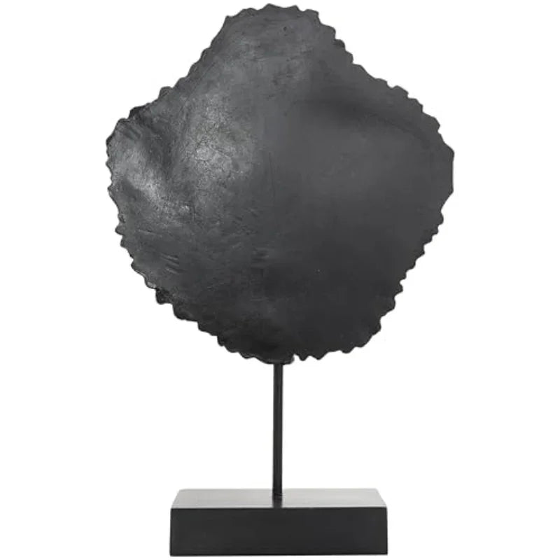 Resin Tribal Abstract Carved Wall Sculpture Statue with Black Stand & Wavy Edge Accent - Large 11"x3"x17" Brown Plastic Figurine, Vintage Modern Home Decor for Weddings, Living Room, Office - Durable Indoor/Outdoor Decoration House Of Avana