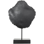 Resin Tribal Abstract Carved Wall Sculpture Statue with Black Stand & Wavy Edge Accent - Large 11"x3"x17" Brown Plastic Figurine, Vintage Modern Home Decor for Weddings, Living Room, Office - Durable Indoor/Outdoor Decoration House Of Avana