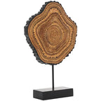 Resin Tribal Abstract Carved Wall Sculpture Statue with Black Stand & Wavy Edge Accent - Large 11"x3"x17" Brown Plastic Figurine, Vintage Modern Home Decor for Weddings, Living Room, Office - Durable Indoor/Outdoor Decoration House Of Avana