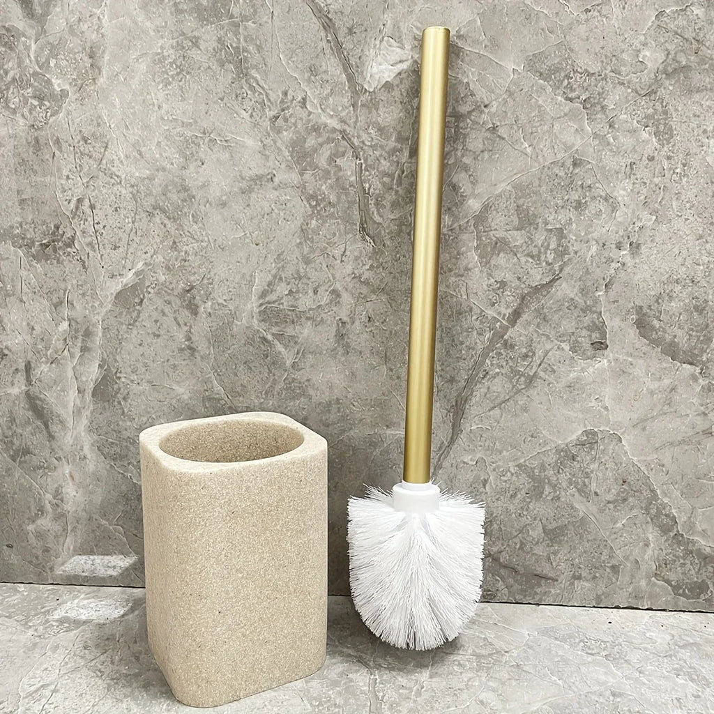 Resin White Marble Toilet Brush Holder with Handle, Reusable Floor Mount Bathroom Accessory, Hard Solid Project, No Electricity Needed - Ideal Christmas Gift House Of Avana