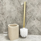 Resin White Marble Toilet Brush Holder with Handle, Reusable Floor Mount Bathroom Accessory, Hard Solid Project, No Electricity Needed - Ideal Christmas Gift House Of Avana