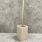 Resin White Marble Toilet Brush Holder with Handle, Reusable Floor Mount Bathroom Accessory, Hard Solid Project, No Electricity Needed - Ideal Christmas Gift House Of Avana