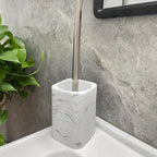 Resin White Marble Toilet Brush Holder with Handle, Reusable Floor Mount Bathroom Accessory, Hard Solid Project, No Electricity Needed - Ideal Christmas Gift House Of Avana