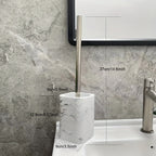 Resin White Marble Toilet Brush Holder with Handle, Reusable Floor Mount Bathroom Accessory, Hard Solid Project, No Electricity Needed - Ideal Christmas Gift House Of Avana