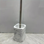 Resin White Marble Toilet Brush Holder with Handle, Reusable Floor Mount Bathroom Accessory, Hard Solid Project, No Electricity Needed - Ideal Christmas Gift House Of Avana