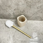 Resin White Marble Toilet Brush Holder with Handle, Reusable Floor Mount Bathroom Accessory, Hard Solid Project, No Electricity Needed - Ideal Christmas Gift House Of Avana