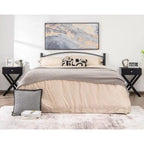 Retro Black X-Shape 1 Drawer Nightstand Coffee Table