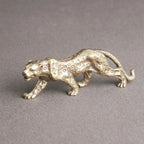 Brass miniature leopard figurine with retro design, tabletop decoration - House of Avana
