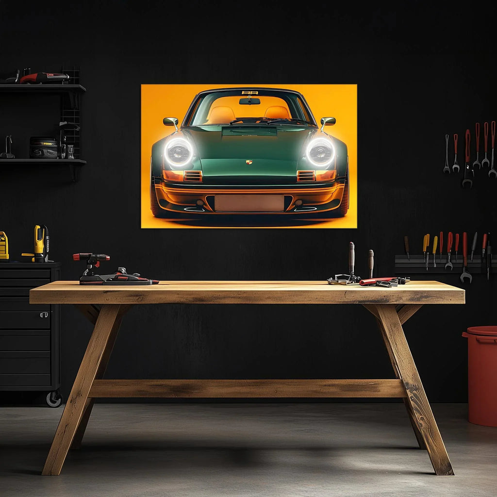 Retro Car Neon Wall Art - UV Printed Plexiglass LED Sign for Garage, Man Cave, Office & Game Room - Adjustable Dimmer Light Peony Atelier