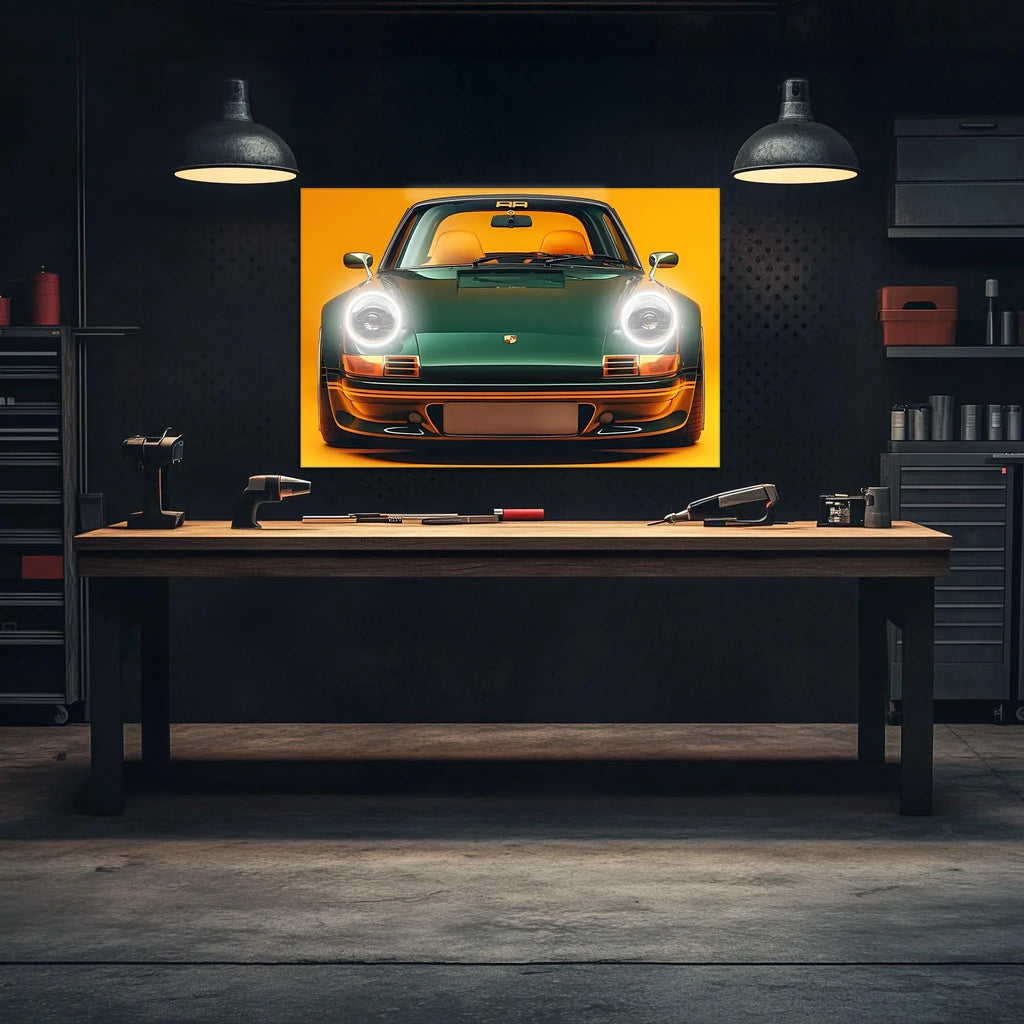 Retro Car Neon Wall Art - UV Printed Plexiglass LED Sign for Garage, Man Cave, Office & Game Room - Adjustable Dimmer Light Peony Atelier
