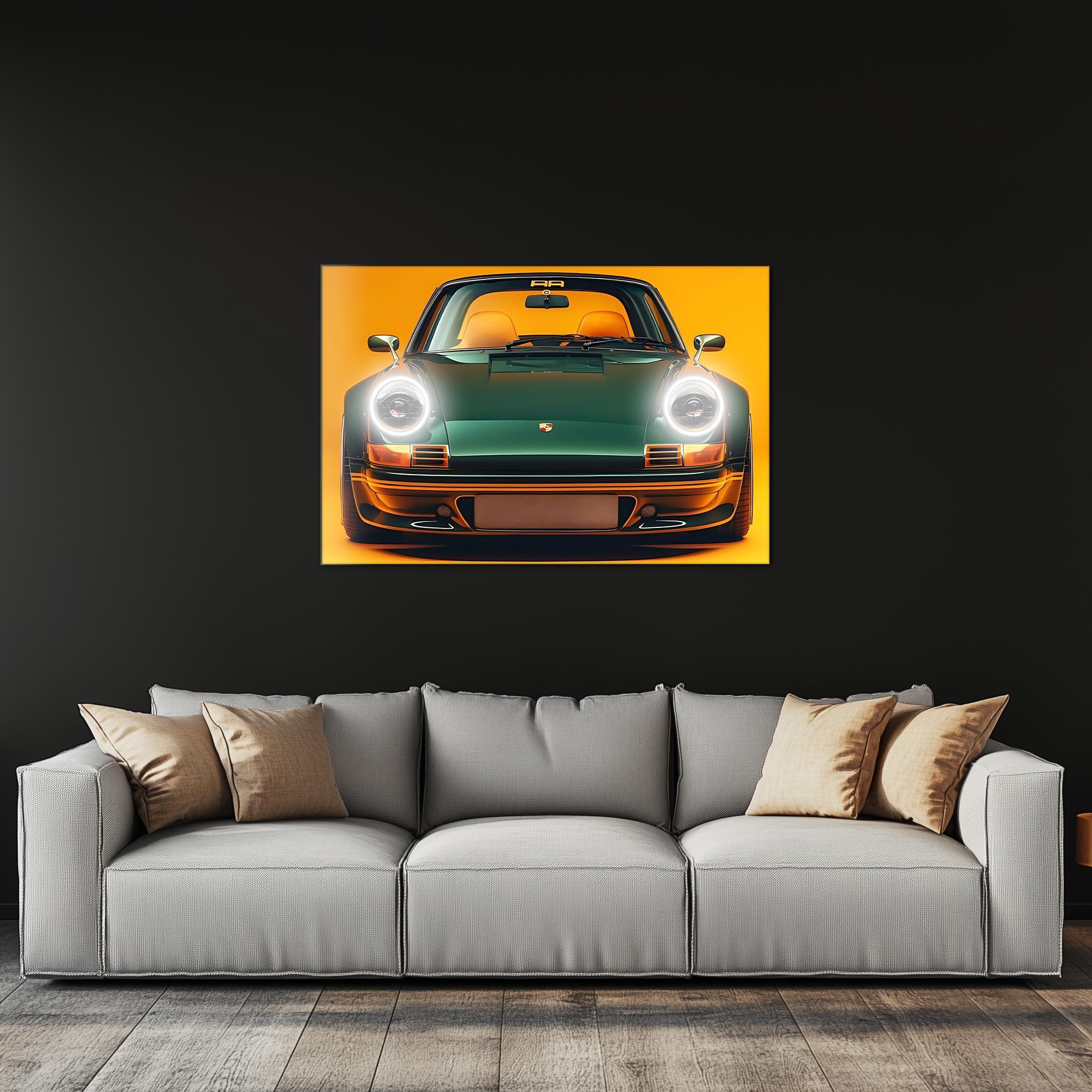 Retro Car Neon Wall Art - UV Printed Plexiglass LED Sign for Garage, Man Cave, Office & Game Room - Adjustable Dimmer Light Peony Atelier