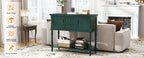 Console Table With 2 Drawers, Retro Entryway Table With 2 Door Cabinets And Open Storage Shelf, Narrow Long Sofa Table, Behind Couch Table For Living Room, Foyer And Hallway House Of Avana