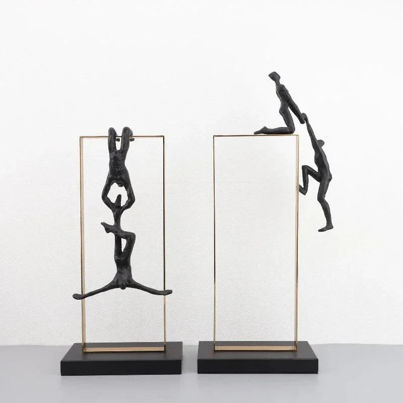 Retro Figure Ornament - Simple Metal Frame Gold, front view - House Of Avana