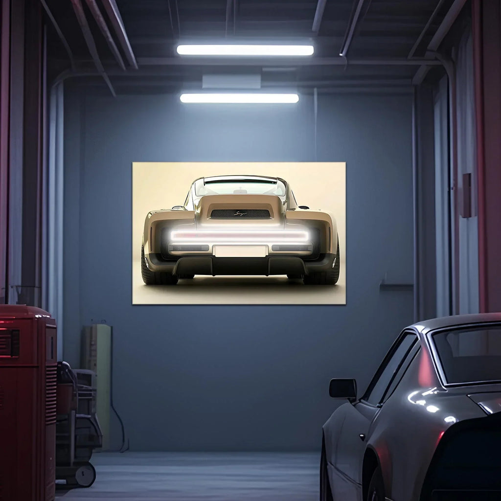 Retro Futuristic Car Neon Wall Art - UV Printed LED Plexiglass Sign for Garage, Man Cave & Showroom - Adjustable Light and Free Shipping Peony Atelier