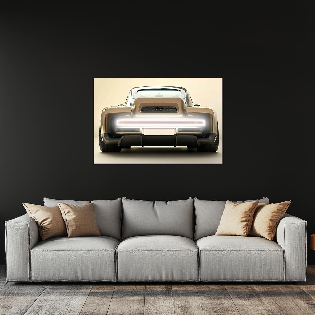Retro Futuristic Car Neon Wall Art - UV Printed LED Plexiglass Sign for Garage, Man Cave & Showroom - Adjustable Light and Free Shipping Peony Atelier