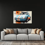 Retro Racing Car Neon Wall Art - UV Printed LED Plexiglass Sign for Garage, Man Cave & Classic Car Fans - Adjustable Light and Free Shipping Peony Atelier