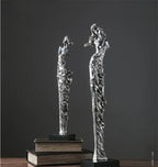 Retro Resin Electroplate Abstract Girl Sculpture Creative Living Room TV Cabinet Bookshelf Ornaments Home Decorations - House Of Avana
