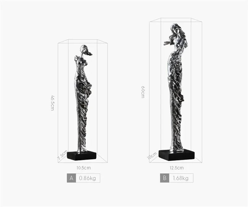 Retro Resin Electroplate Abstract Girl Sculpture Creative Living Room TV Cabinet Bookshelf Ornaments Home Decorations - House Of Avana