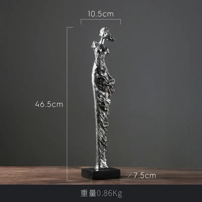 Retro Resin Electroplate Abstract Girl Sculpture Creative Living Room TV Cabinet Bookshelf Ornaments Home Decorations - House Of Avana
