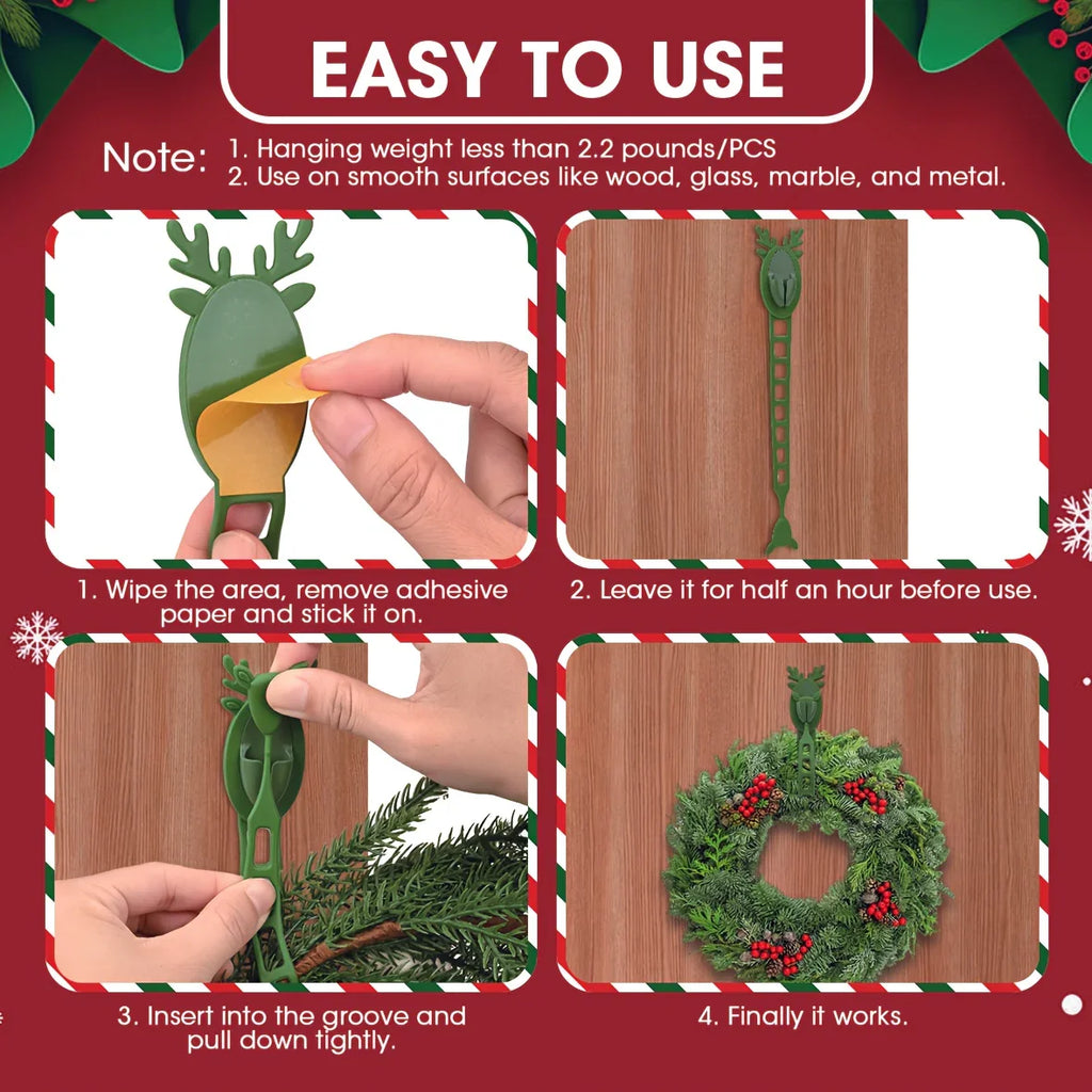 4pcs to 8pcs (Bulk) Reusable Wall Hooks - Heavy-Duty No Drill Hanging for Stairs, Doors, - Multi-Purpose Cord Holders, Garland & Wreath Hooks (Removable) - Compatible with Wood, Glass, Surfaces (-Free, Utility Hooks House Of Avana