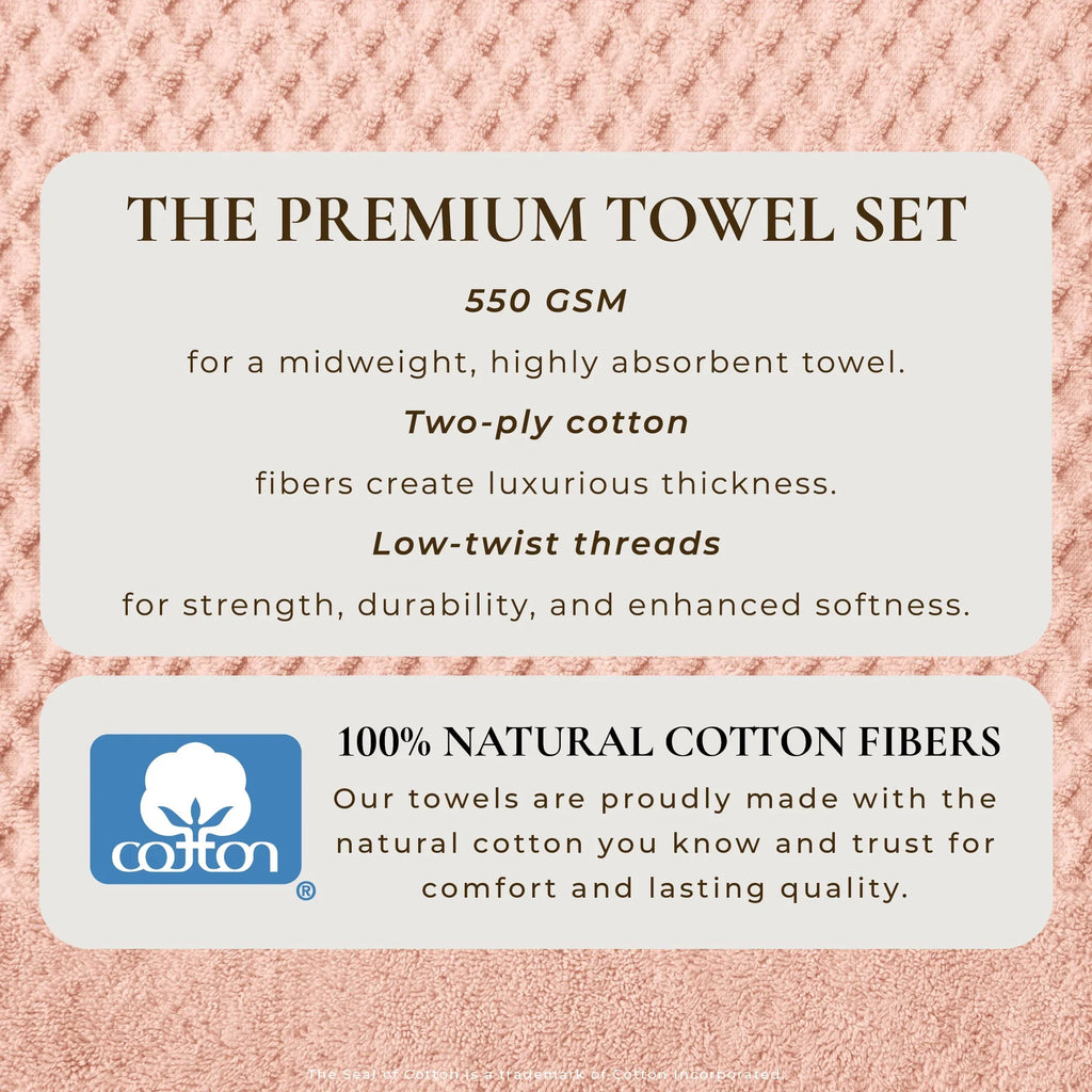 Cotton Diamond Waffle Weave Bath Towel Set - Grayson Collection