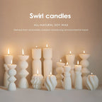 White soy wax pillar candles with ribbed texture, set of 7 - House of Avana