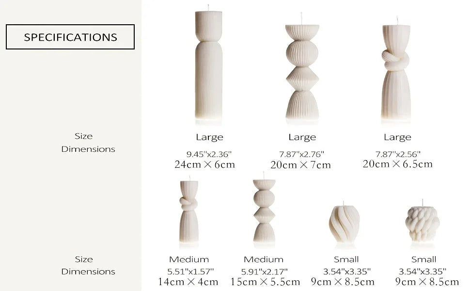 White soy wax pillar candles with ribbed texture, set of 7 - House of Avana