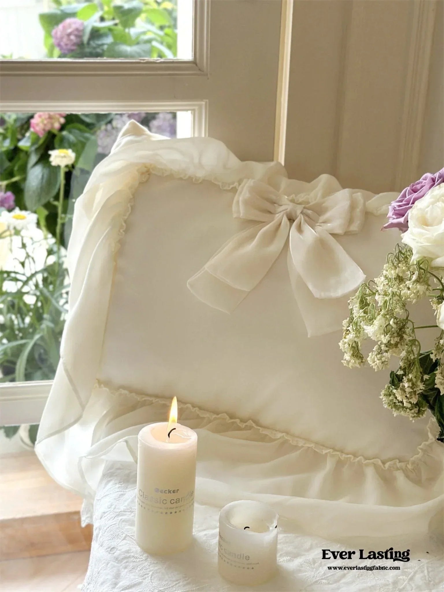 Ribbon Bow Airy Lace Bedding Set / Baby Pink Ever Lasting