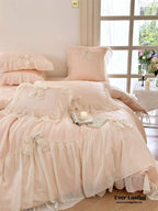 Ribbon Bow Airy Lace Bedding Set / Baby Pink Ever Lasting