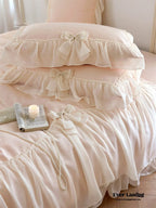 Ribbon Bow Airy Lace Bedding Set / Baby Pink Ever Lasting