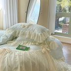 Ribbon Bow Airy Lace Bedding Set / Blue Ever Lasting