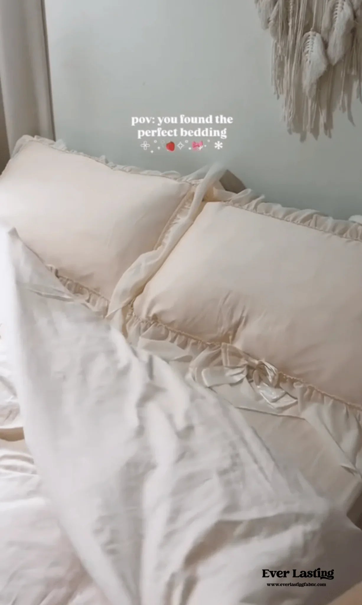 Ribbon Bow Airy Lace Bedding Set / Blue Ever Lasting