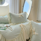 Ribbon Bow Airy Lace Bedding Set / Blue Ever Lasting