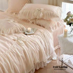 Ribbon Bow Airy Lace Bedding Set / Blue Ever Lasting