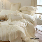 Ribbon Bow Airy Lace Bedding Set / Blue Ever Lasting