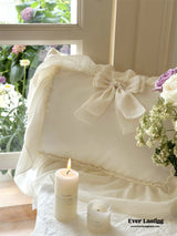 Ribbon Bow Airy Lace Bedding Set / Cream White Ever Lasting