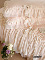 Ribbon Bow Airy Lace Bedding Set / Cream White Ever Lasting