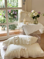 Ribbon Bow Airy Lace Bedding Set / Cream White Ever Lasting