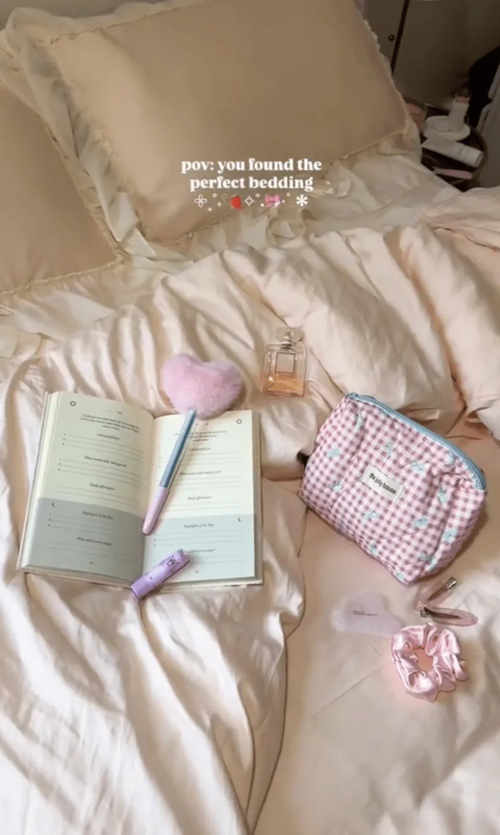 Ribbon Bow Airy Lace Bedding Set / Cream White Ever Lasting