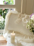Ribbon Bow Airy Lace Bedding Set / Cream White Ever Lasting