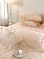 Ribbon Bow Airy Lace Bedding Set / Cream White Ever Lasting