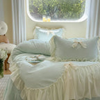 Ribbon Bow Airy Lace Bedding Set / Cream White Ever Lasting