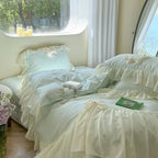 Ribbon Bow Airy Lace Bedding Set / Cream White Ever Lasting