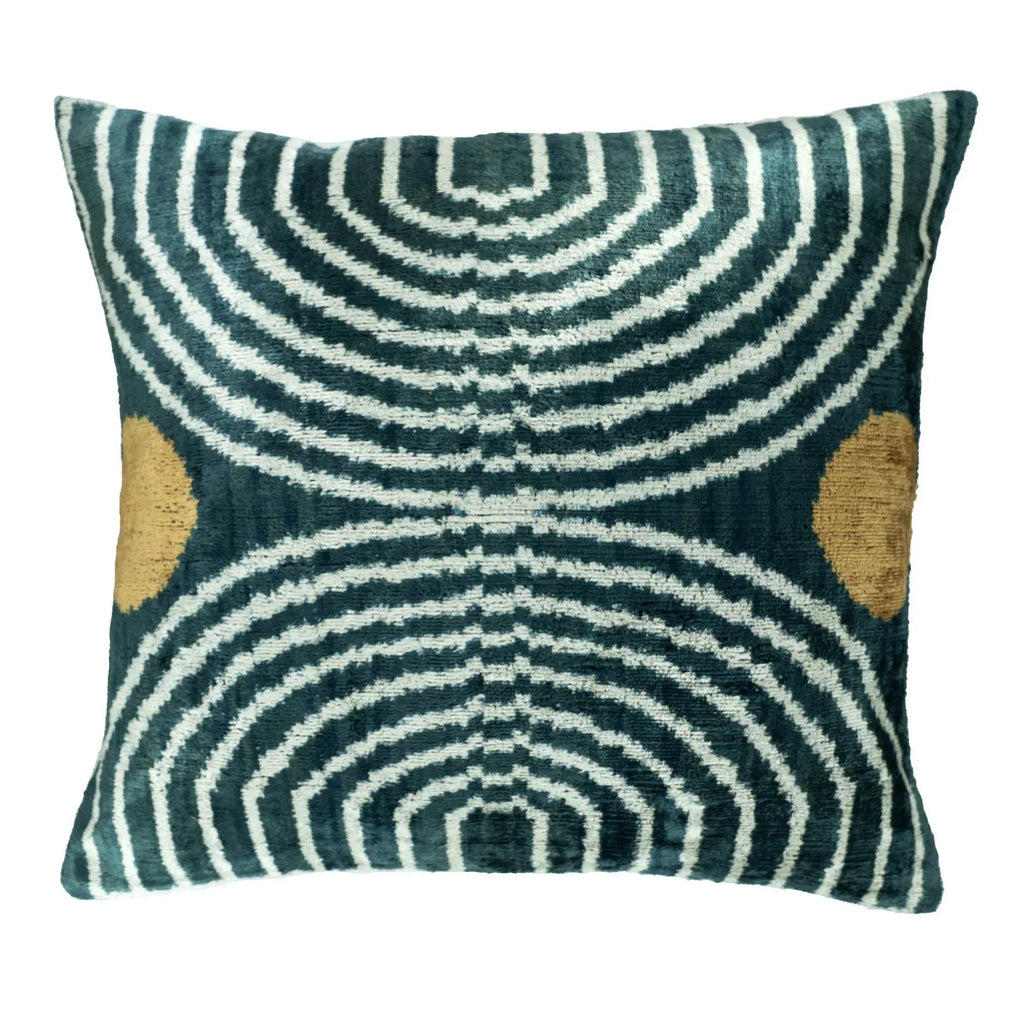 Ripple Silk Velvet Ikat Throw Pillow Cover X 20, front view - House Of Avana