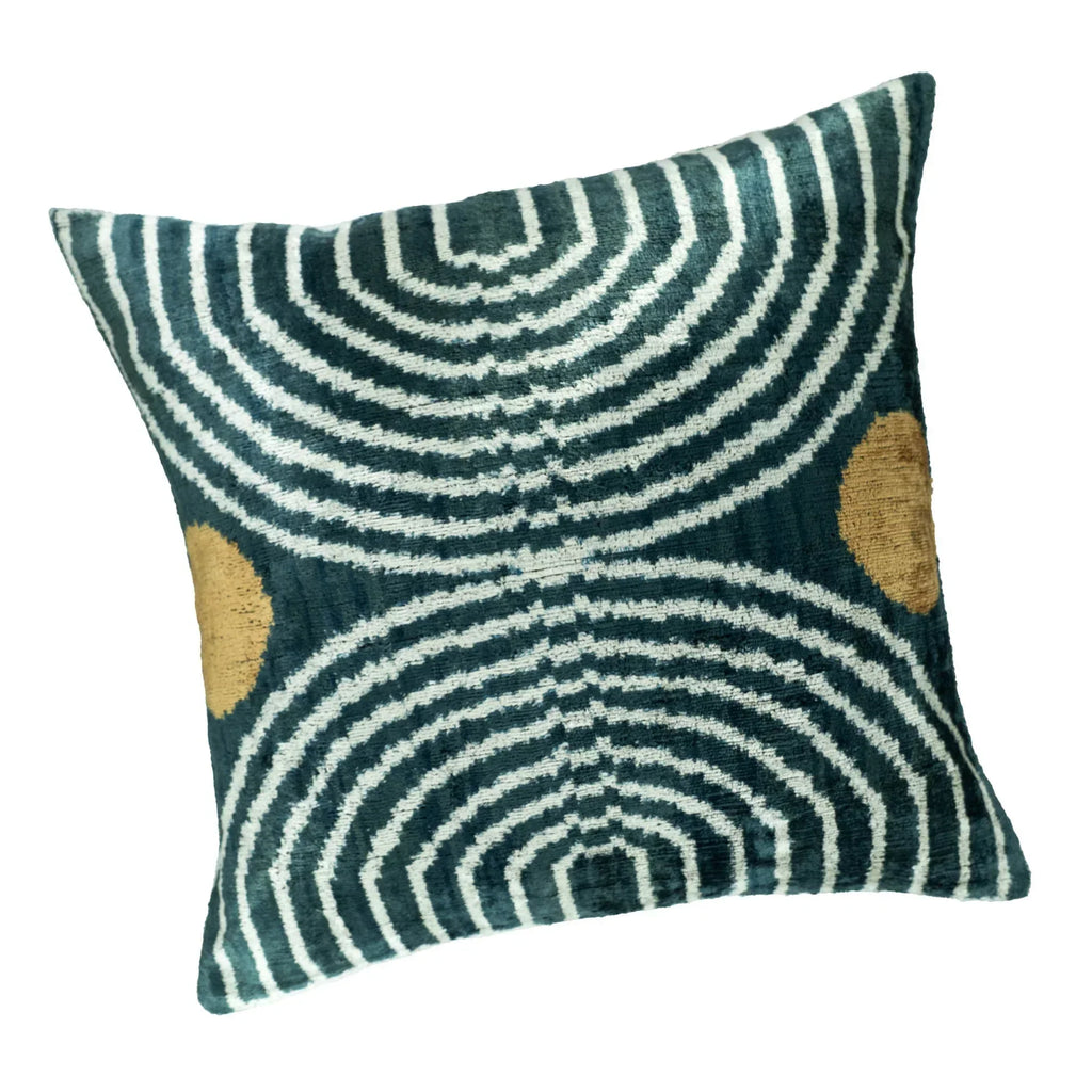 Ripple Silk Velvet Ikat Throw Pillow Cover X 20, back view - House Of Avana