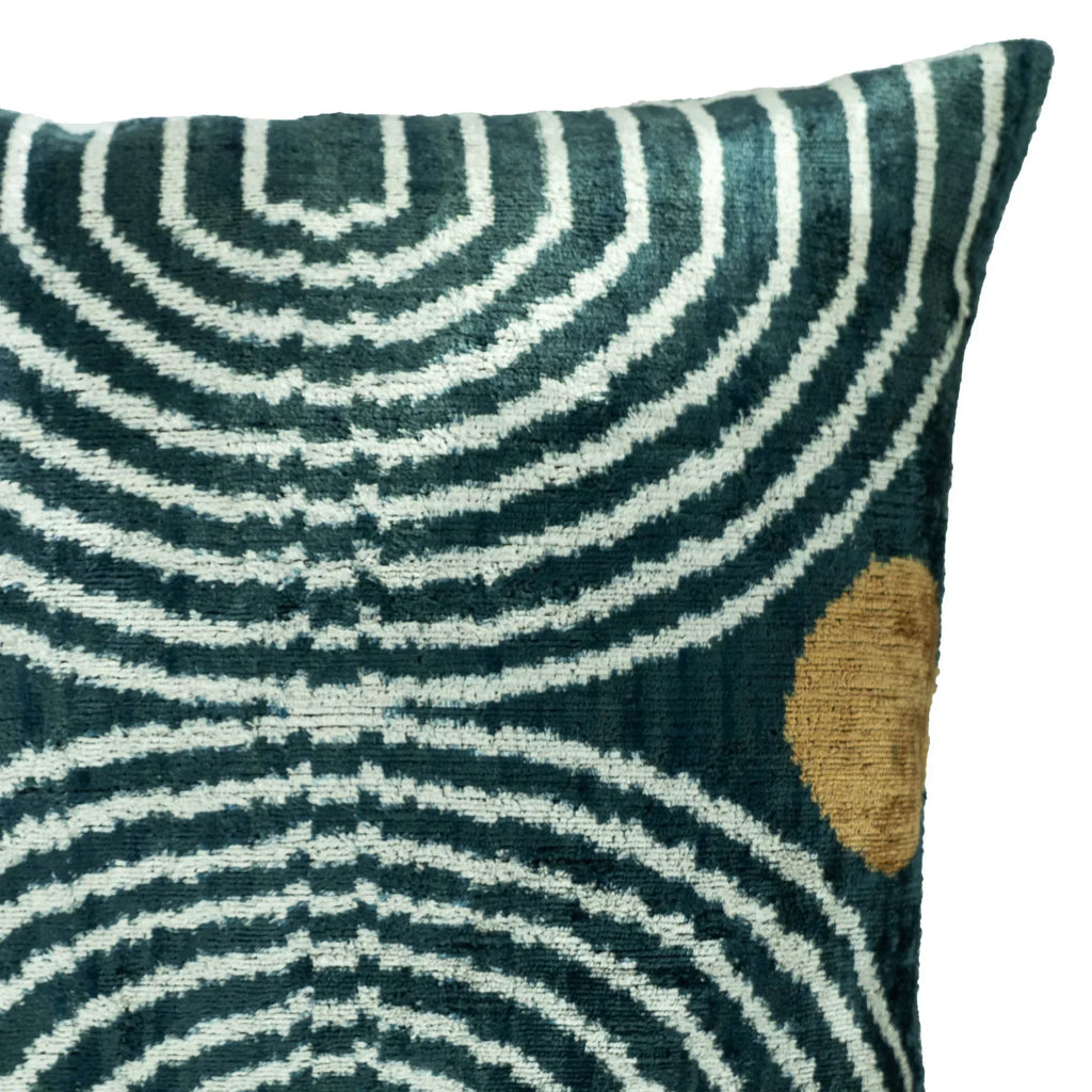 Ripple Silk Velvet Ikat Throw Pillow Cover X 20, side view - House Of Avana