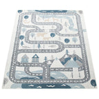 Road Traffic Kids Rug with Forest Animals and Sea Play Mat in muted Cream RugYourHome