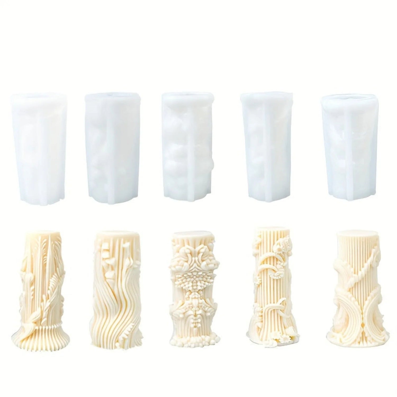 [Love Theme Irregular Shape Molds] 5pcs Silicone Candle Molds Set, European Rotating Pattern, Love Theme, Irregular Shape, for DIY Candles, Resin, Plaster Crafts & Decorations House Of Avana