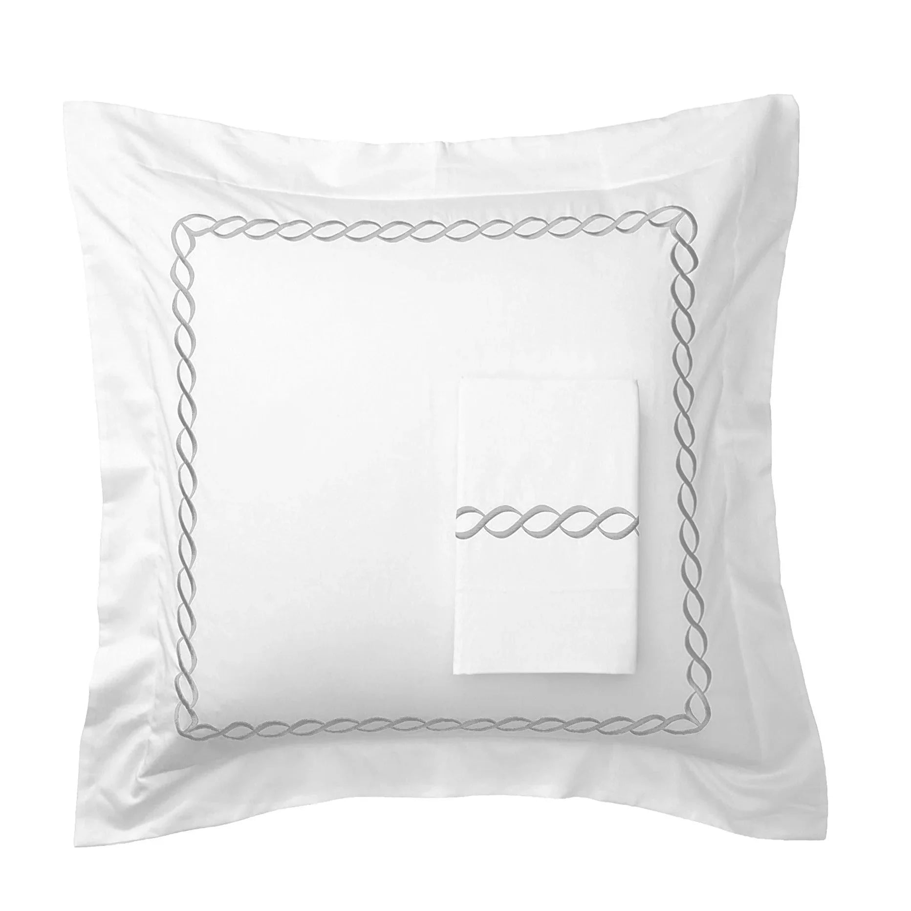 600 Thread Count Rope Embroidered Euro Sham Pairs Mélange Home