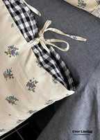 Rosalie Floral Lace Gingham Bedding Set / Pink Ever Lasting